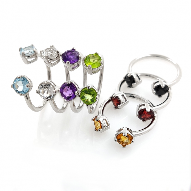 Ring You and Me of different gems and Silver 925