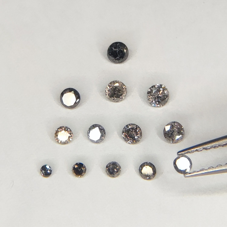 Round cut salt and pepper diamond 1.40-2.75 mm
