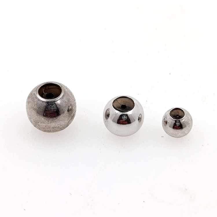 DIY 1 Gramm Kugelperle mit Silikon, aus rhodiniertem 925er Silber, 5, 4, 3 mm